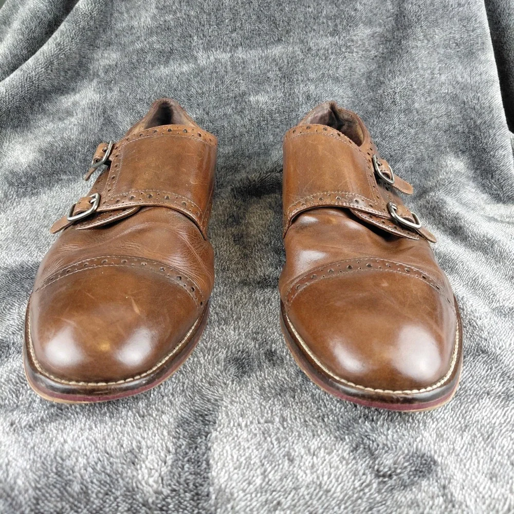 Johnston & Murphy Mens Brown Leather Double Monk Strap Brogue Shoes 11.5M‎